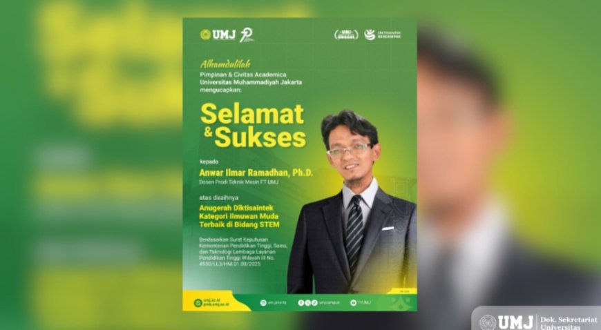 Dosen UMJ Raih Penghargaan Ilmuwan Muda Terbaik Bidang STEM dari LLDikti III