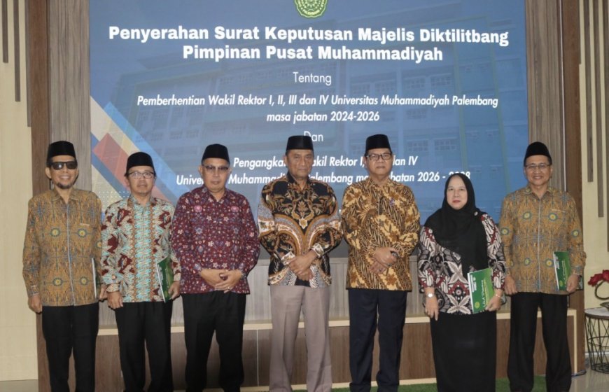 UM Palembang Lantik Empat Wakil Rektor Baru untuk Masa Jabatan 2026–2028
