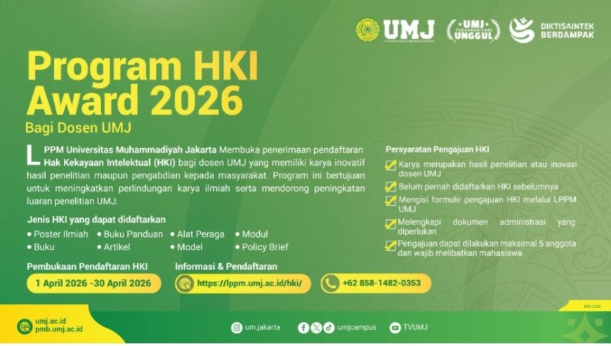 UMJ Fasilitasi Hak Cipta Gratis bagi 77 Dosen Lewat HKI Awards 2026