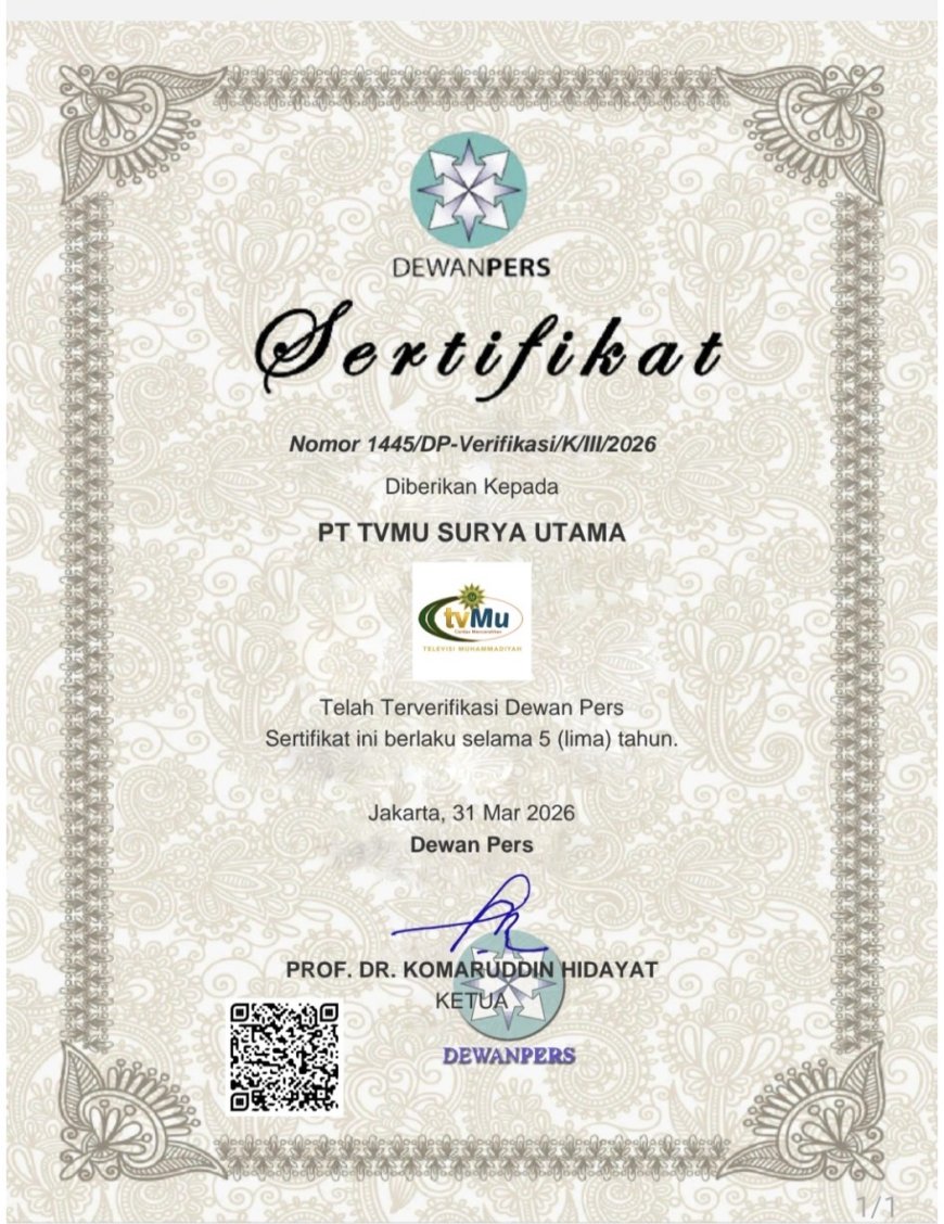 TVMu Kantongi Sertifikat Dewan Pers, Perkuat Kredibilitas Media Dakwah