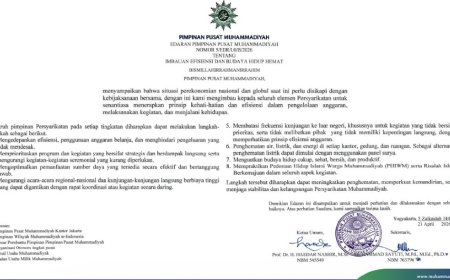Edaran PP Muhammadiyah Tentang Imbauan Efisiensi dan Budaya Hidup Hemat