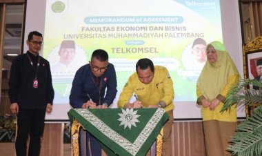 FEB UM Palembang Teken MoA dengan Telkomsel Sumbagsel