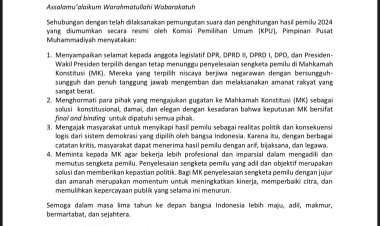 PP Muhammadiyah Keluarkan Pernyataan Pers terkait Hasil Pemilu 2024