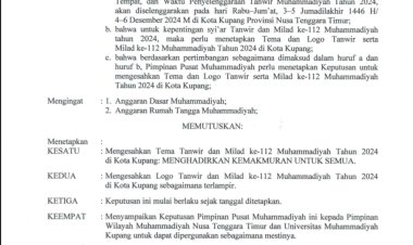 PP Muhammadiyah Keluarkan Surat Keputusan Tentang Tema dan Logo Tanwir serta Milad ke-112