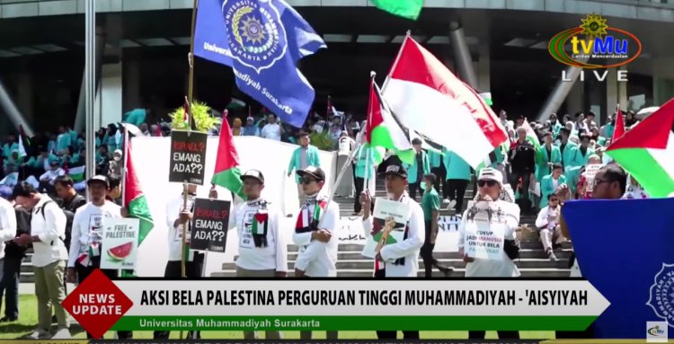 Aksi Bela Palestina Civitas Academica UMS Diikuti Rektor-Mahasiswa