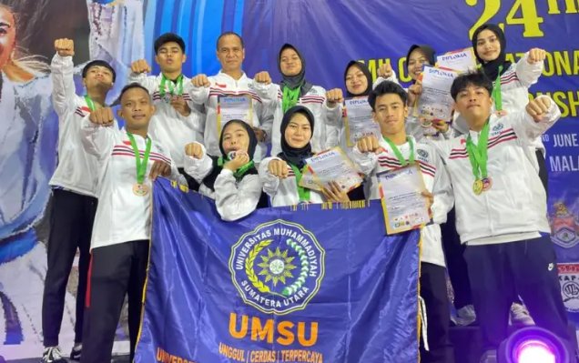 UMSU Boyong Sembilan Medali di Kejuaraan Karate Internasional di Malaysia